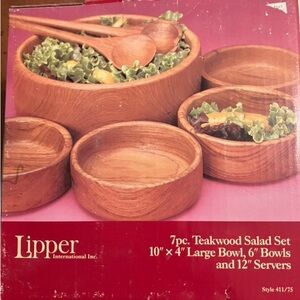 Lipper International Teakwood Salad Bowl Set - Natural Wood